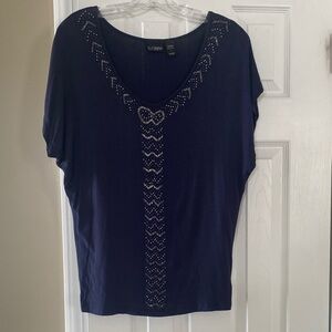 Daytrip Navy Blouse with Silver Detailing